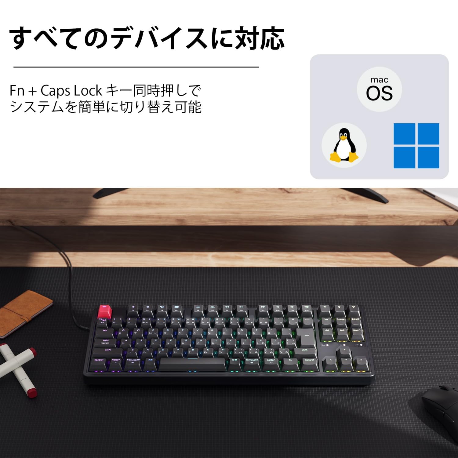 Amazon | 【国内正規品】Keychron C3 Pro 8K RGB TKL 80%配列 JIS